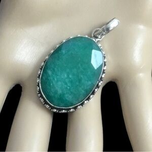 Earth Mined Emerald Gemstone Pendant Necklace